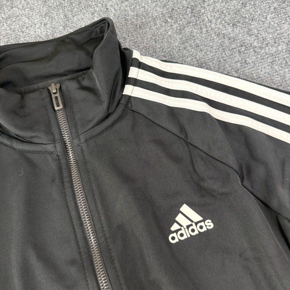 Adidas 3 Stripe Full Zip Track Jacket Womens Medium Black White‎ Athletic Warmup